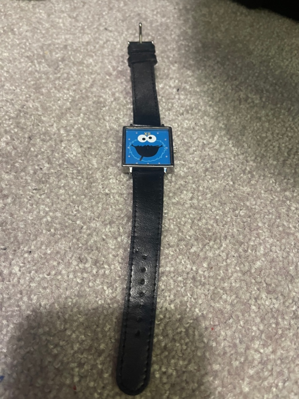 Blue Cookie Monster Leather Strap Watch